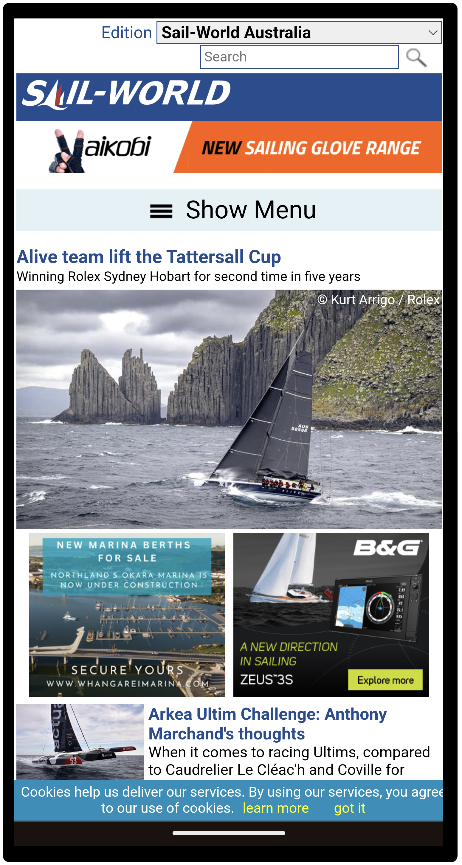 Sail-World.com on a mobile display